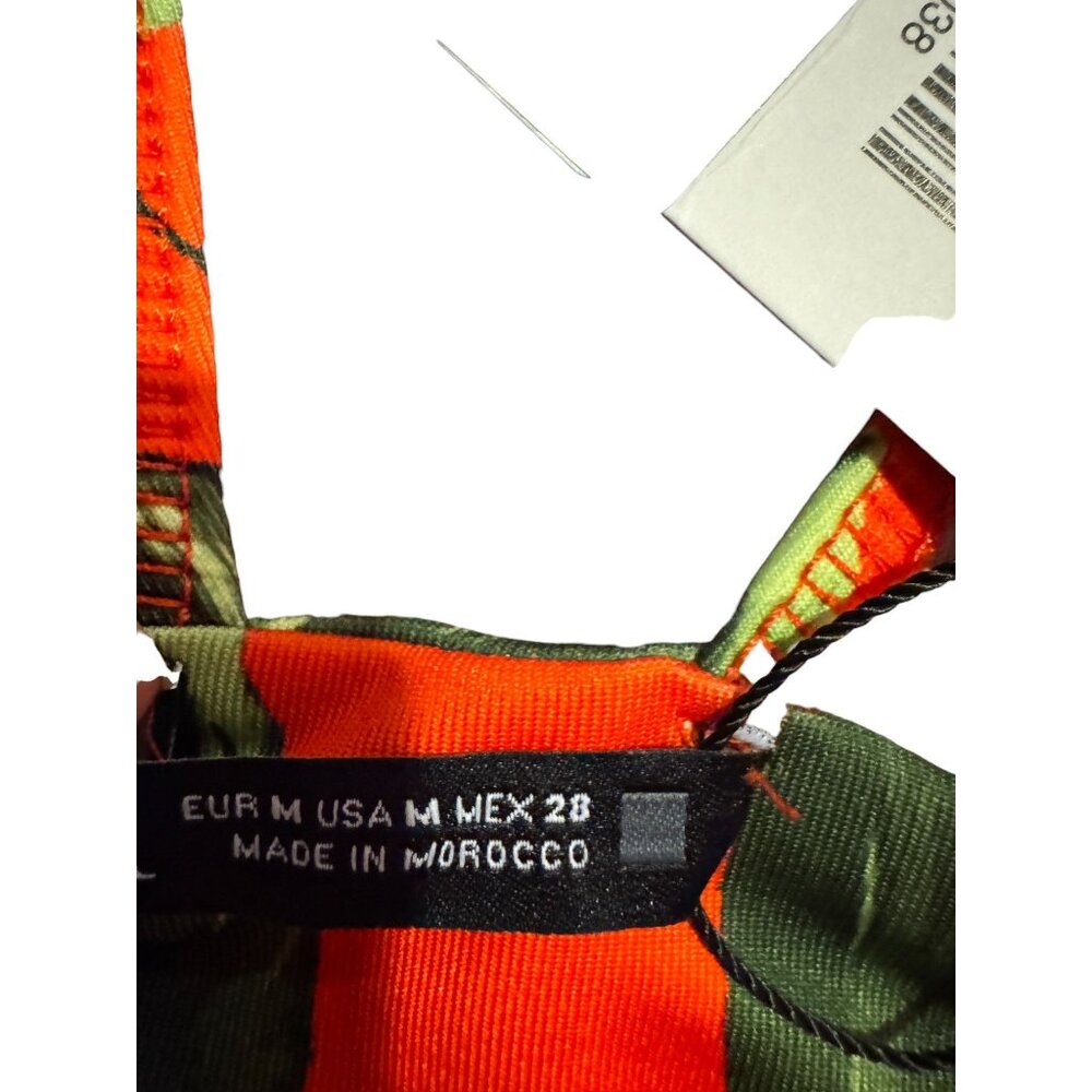 Zara Womens Bright Floral Bodysuit/Swimsuit Tropical Orange & Pink Size M - Picture 7 of 9